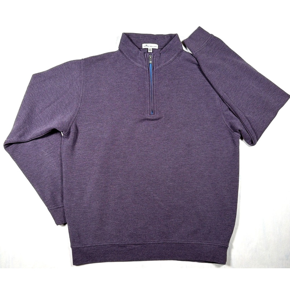 Peter Millar Men's Medium Purple Quarter Zip Pullover Sweater Golf